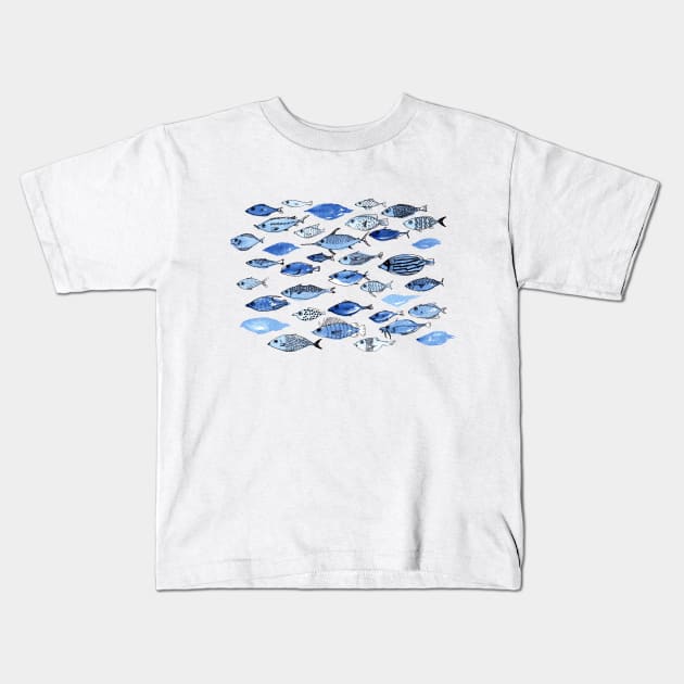 Aquarium blue fishes Kids T-Shirt by Aidi Riera